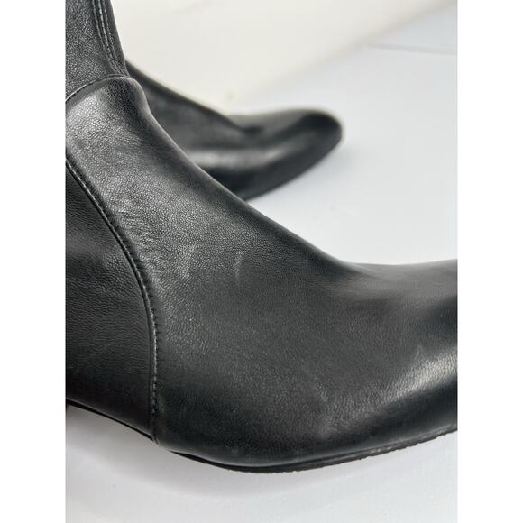 Stuart Weitzman Odetta Ankle Pull On Bootie Black Leather Size 10 - Picture 2 of 10
